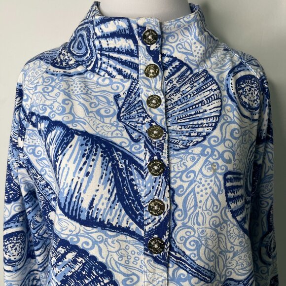 Lilly Pulitzer #28640 Women's Blue White UPF 50+ Captain Shell Pullover Large - Picture 2 of 15